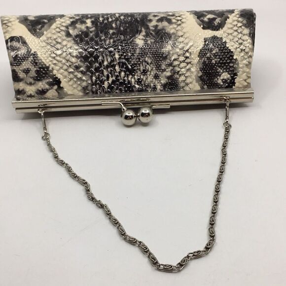 Depeche Mode Faux Python Kisslock evening clutch with silver tone hardware - Picture 7 of 16